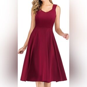 Chic Sleeveless Burgundy Midi Dress